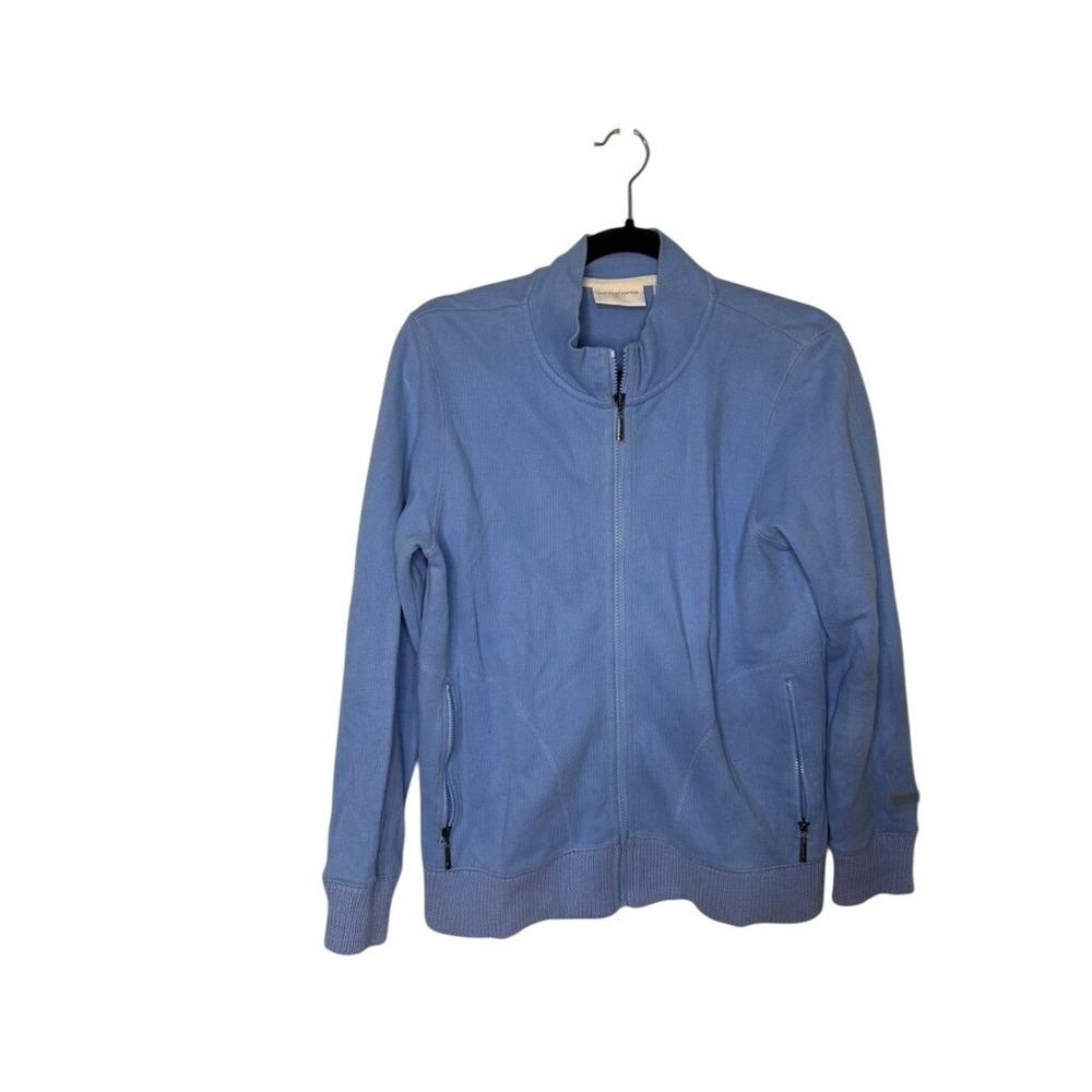 Liz Claiborne Petite Periwinkle Blue Full Zip Cotton Cardigan Sweater Small P
